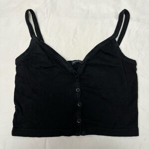 Brandy Melville Black Buttoned Crop Top